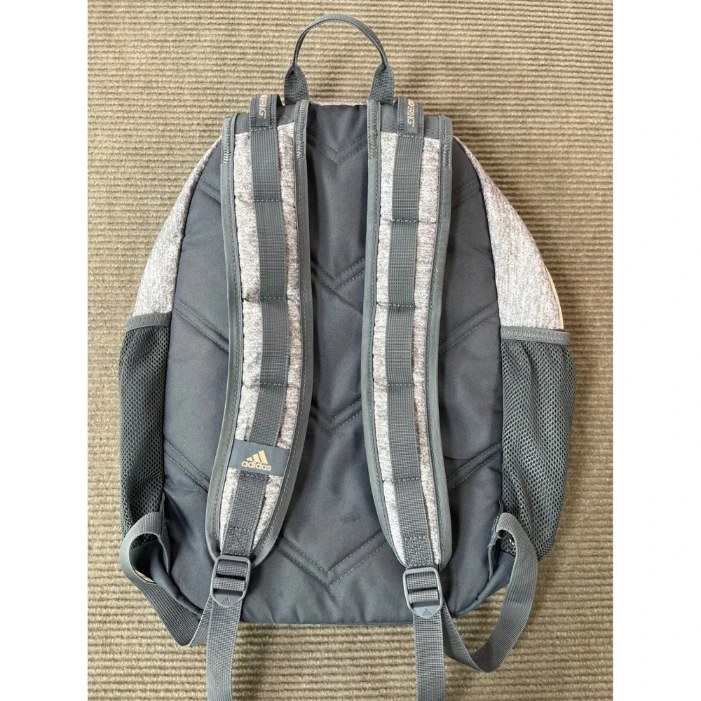 Adidas Prime Backpack Grey Heather Rose Gold Zipper LoadSpring Straps School Bag
